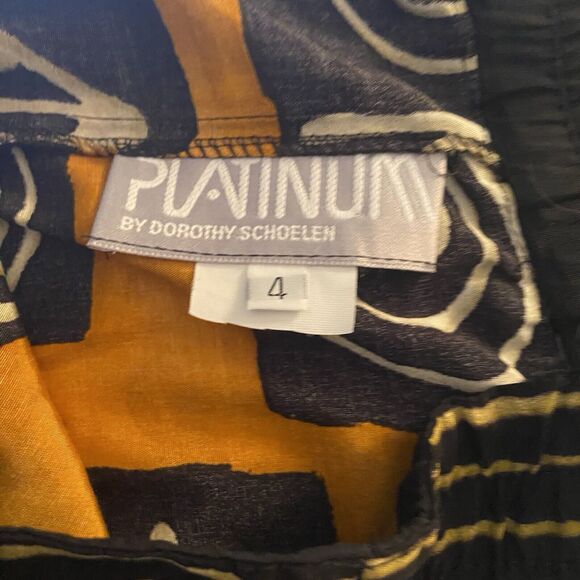 Vintage PLATINUM By Dorothy Schoelen Midi Wrap Skirt Artsy Womens 4 Gold Black - Picture 7 of 7